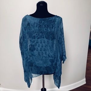 ITALIAN 100% Unique Silk Scarf Style Layered Top S